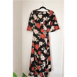 bobeau Rose Floral Wrap Dress